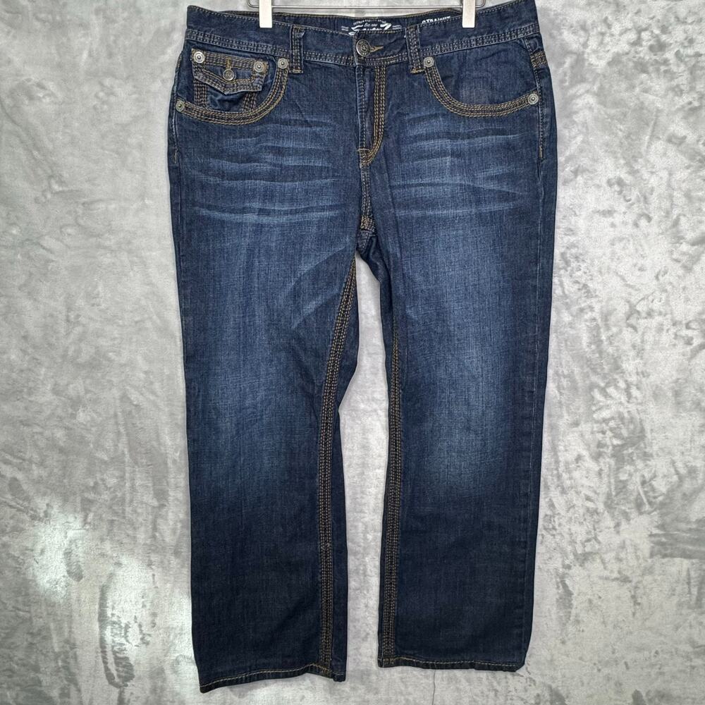 Seven 7 Jeans Mens 36*30 Actual 36*26 Straight Dark Wash Stretch Stitching